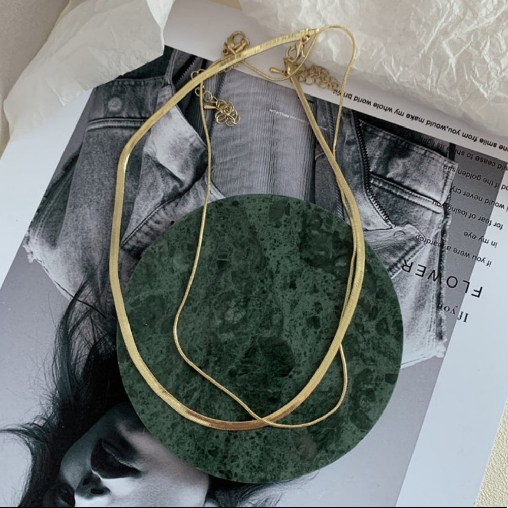 *NEW 18K Gold Double Layer Snake Chain Necklace - Picture 4 of 4